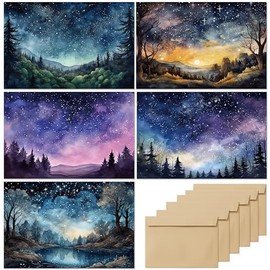 slapaflife Tarjetas en blanco con sobres para todas las ocasiones, tarjetas de felicitación en blanco con diseño de cielo nocturno estrellado en acuar
