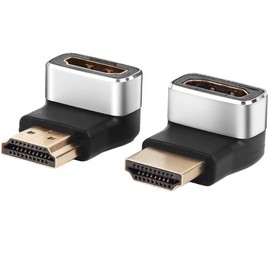 8K HDMI 90 and 270 Degree Adapter 2-Pack, Right Angle HDMI Adapter Male to Female L-Shape Connector, Support 8K@60Hz, 4K@120Hz, for HDTV, Roku, Fire Stick, Laptop