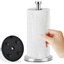 OctBird Stainless Steel Vertical Paper Towel Holder with Suction Cup,Kitchen Roll Holder,Kitchen Roll Holder Free Standing,Grey Kitchen Roll Holder,Kitchen Roll Stand,Paper Towel Stand,Tissue Stand