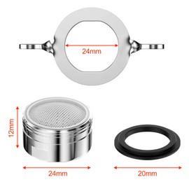 Fousenuk Set of 6 Perlator M24, Aerators for Taps with 8 Seals and 1 Chrome-Plated Key, Tap Strainer Tap Attachment for Kitchen and Bathroom, Aerator for Taps