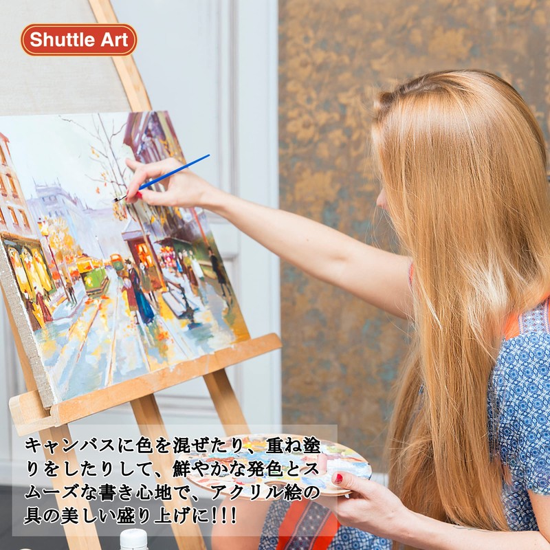 Shuttle Art アクリル絵の具 アクリル顔料 15色セット 速乾 耐久 チューブ 12ml 手作り