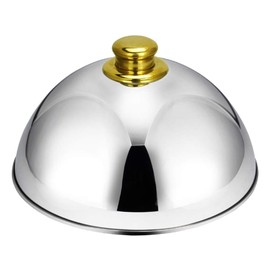 Food Serving Cover Stainless Steel Dish Dust Food Plate Cover Food Dome Lid for Home Restaurant (10inch, Golden Bead)