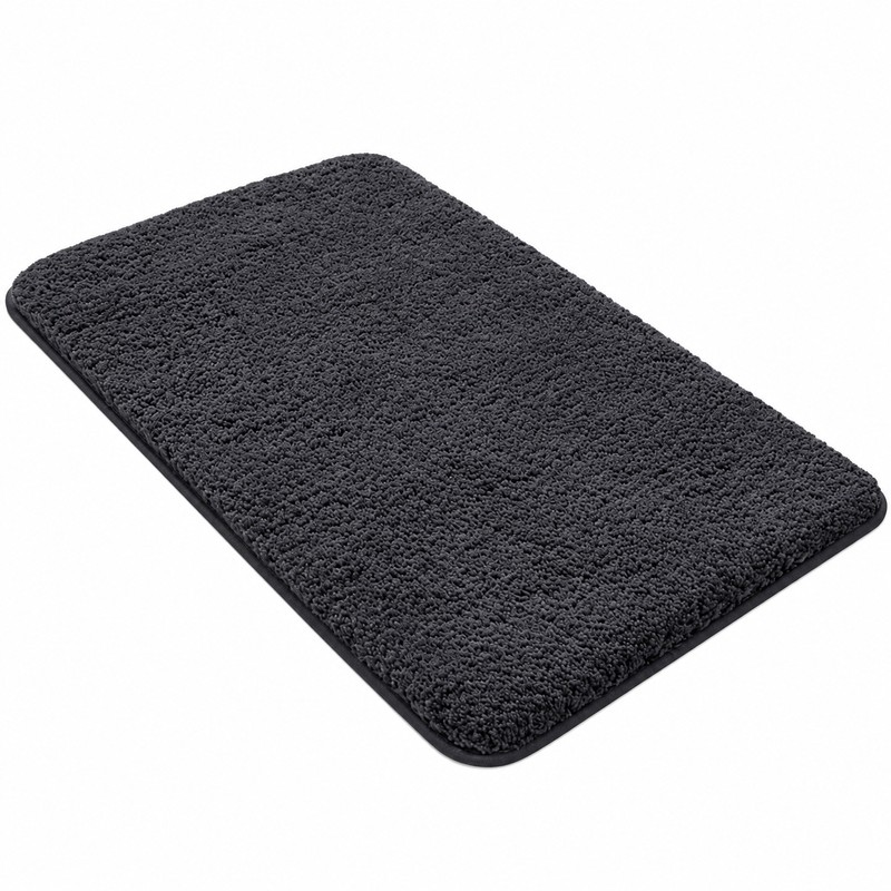 Long-Hair Furry Bathroom Mat, Absorbent Plush Shower Floor Rug, Soft