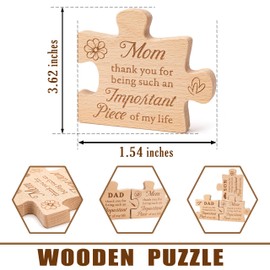 Rusaten Engraved Mom Puzzle Piece Gift, Mothers Day Puzzle Block Solid Natural Wooden Engraved Gifts for Mom, Best Presents for Moms, Best mom Ever Gifts, Mothers Day Decor for Mother's Day