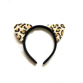 ITISMINE Brown Tan Cheetah Cat Ears Headband Soft Faux Fur Furry Kitten Satin Hair Band