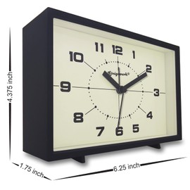 Königswerk Analog Alarm Clock, 6 inch Silent Non Ticking Small Clock with Night Light, Battery Operated Simply Design for Bedroom, Bedside, Living Room, Room Decor, Desk, Table (Black)