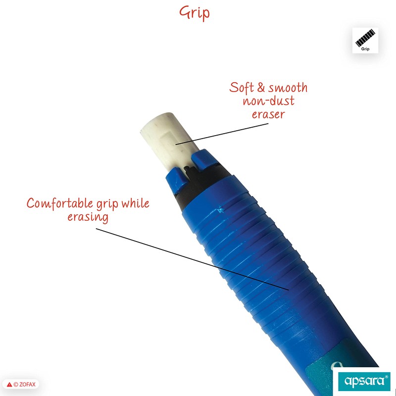 ZPStyle Retractable Click Pencil Eraser, Blue Body, Pack of 1,