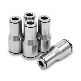 Bwintech 5 Pcs 8mm to 10mm Tubing OD Nickel-Plated Brass Straight Reducing Push to Connect Pneumatic Push Lock Fitting