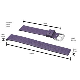 STUNNING SELECTION ALPINE Genuine leather watch band - Smooth flat leather watch strap 18mm - purple
