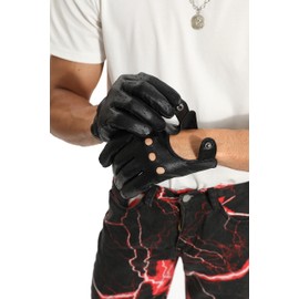 MGGMOKAY Mens Touchscreen Leather Driving Gloves Unlined,Camel,Small