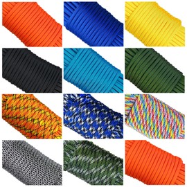Paracord 0.2 inch (4 mm), 9 Cores, Parachute Cord, 11 Color Set, Length 6.6 ft (2 m), Load Capacity 69.6 lbs (280 kg), Guy Line, Outdoor Guy Rope, Camping Equipment, Handmade Accessory Rope, DIY Braiding, Tent Rope, Tarp Rope, Gardening Rope, Tying Cord 