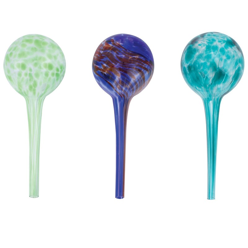 Wyndham House 3-Piece Mini Watering Globe Set, Colorful Hand-Blown Glass
