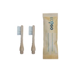 EcoGoTravel Bamboo Toothbrush Replacement Heads for Aluminum Screw Base, White Bristles, 2 Pack