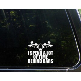 Sweet Tea Decals I Spend A Lot of Time Behind Bars - 4 1/2" x 3 3/4" - Vinyl Die Cut Decal/Bumper Sticker for Windows, Trucks, Cars, Laptops, Macbooks, Etc.