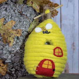Global Crafts Wild Woolies Felt Birdhouse - Honey House