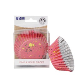 PME Cupcake Cases Foil Lined, Pink & Gold Flecks Pk/30