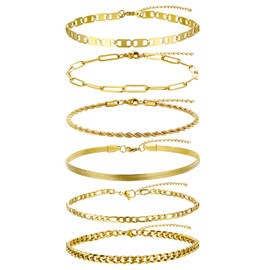 yipima Plus Size Anklets for Women Big Ankles 14K White Gold Plated Stainless Steel Anklets for Women Men Waterproof 10.5”+2” Large Adjustable Ankle Bracelets for Women