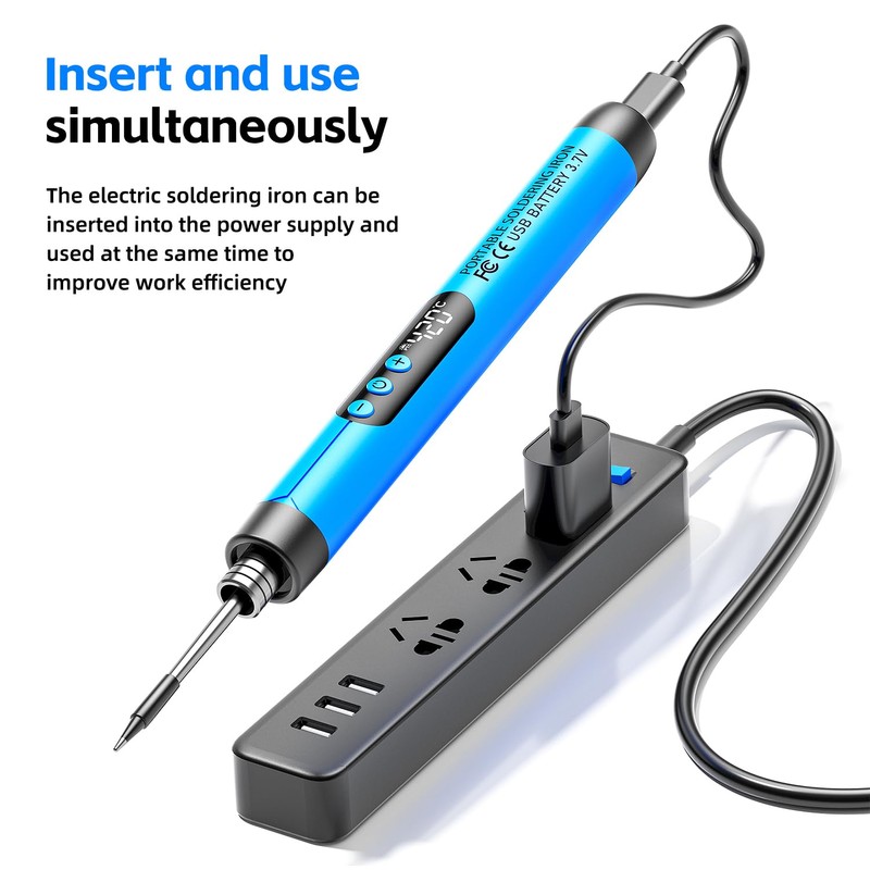 Cordless USB Rechargeable Portable Soldering Iron, Digital adjustable display screen,