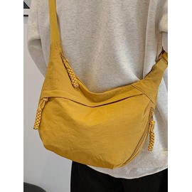 Women's Solid Large Capacity Crossbody Bag, Bags for Women, Fashionable Lightweight Canvas Bag for Daily Commute, Casual Trendy Versatile High-quality Daily Commuting Bag, Mother's Day Gifts:_Yellow_one-size