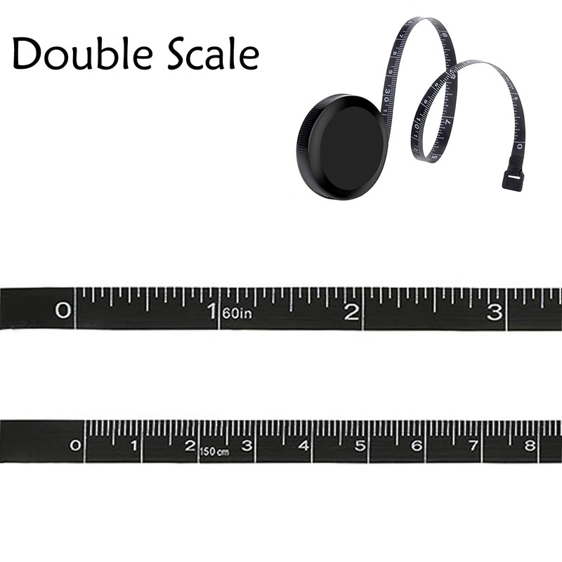 Body Measuring Tape, Retractable Sewing Tailor Tape, 150cm Black Dual