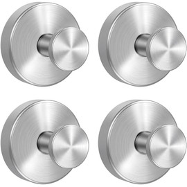 2025 Upgraded Drill-Free Suction Cup Hooks, Stainless Steel Suction Cup Hooks for Shower, Mirror, Wall, Bathroom, Glass, Hanging Towels (Silver-4 Piece)