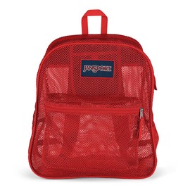 JanSport Mesh Pack - See Through Backpack Ideal for Class, Work, Travel, or Beach Outings, Red Tape