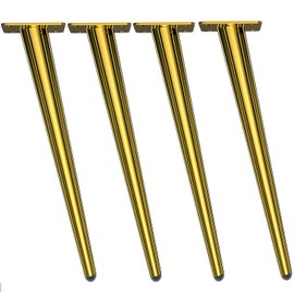 Osring 24 Inch Furniture Legs Gold Round Tapered Metal Table Leg, Slant Cabinet Furniture Feet Hardware for Coffee Table, 4 Pack