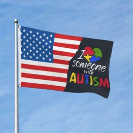 I Love Someone with Autism Awareness Flag 3x5 Foot Durable And Fade Resistant,Perfect For Any Balcony Or Courtyard,Garden Decorative Banner