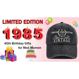 Goyklrb 40th Birthday Decorations for Women Men, Funny Limited Edition 1985 Hat, Christmas 40 Year Old Birthday Gifts Baeball Cap for Wife Huaband Friends