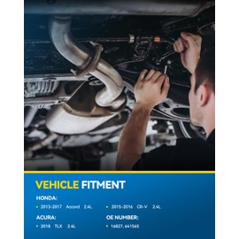 PHILTOP High Flow Catalytic Converter Fit for 2013-2017 Accord 2.4L，2015-2016 CR-V 2.4L，2018 TLX 2.4L Direct-Fit Stainless Steel Catalytic Converter OE 16827