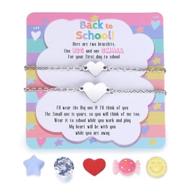 SAM & LORI Back to School Gifts First Day of School Middle School Students Class Mommy and Me Mother Daughter Bracelets Pinky Promise Bracelet Anxiety Matching Wish Bracelets