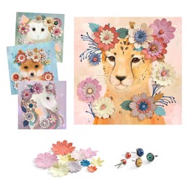 DJECO 3D Picture, Floral Wreath, Paste Picture, 3D Picture, Coloring, Crafts, Decoration, Collage, Children, Educational Toy, Paper Crafts, 5 Years, 6 Years Old (DJ09454)