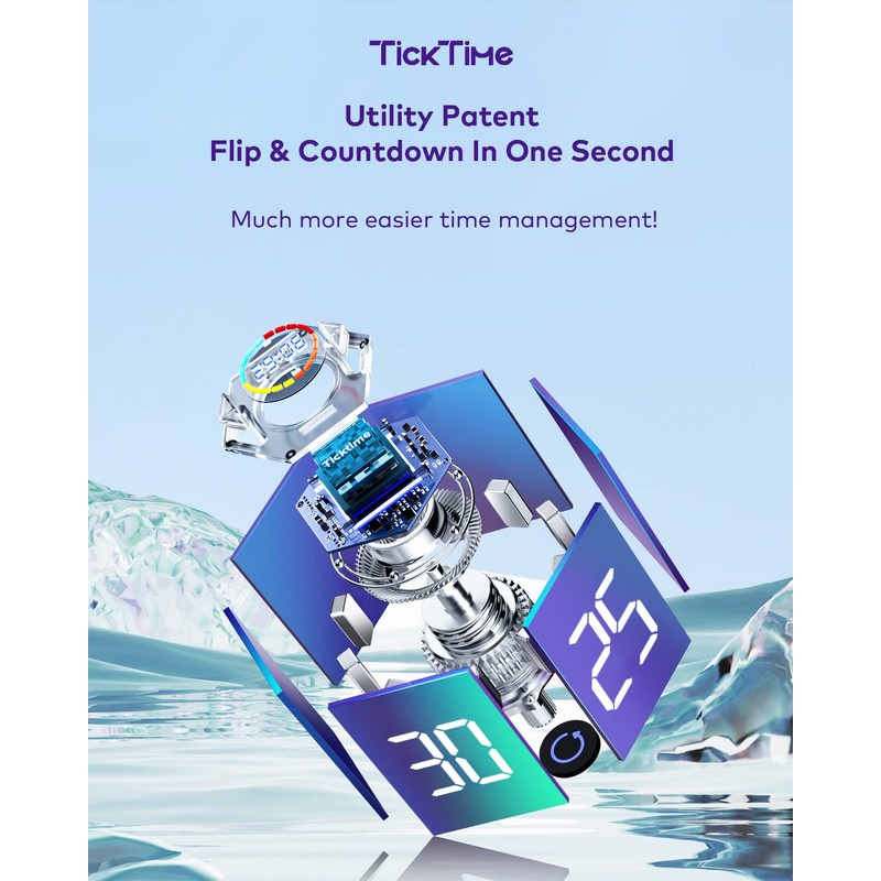 Ticktime Pomodoro Timer, Productivity Timer Cube, 5/15/25/30/45/60 Min Presets, Custom