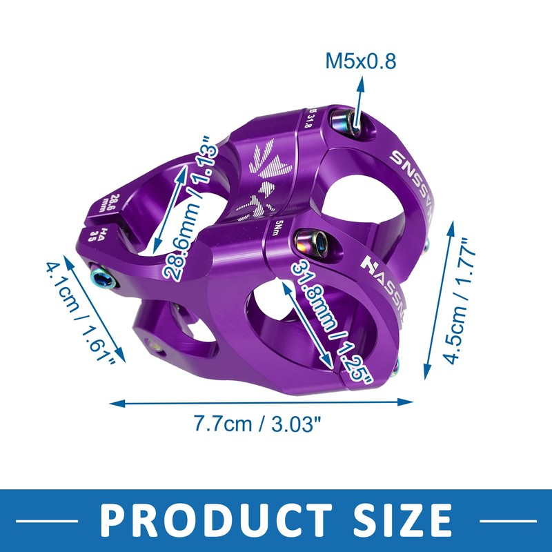 A ABSOPRO Mountain Bike Stem Handlebar 35mm Aluminium Alloy Purple