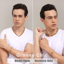 8mm-18mm Mens Miami Curb Cuban Link Chain 18K Gold Tone Stainless Steel Necklace CZ Diamond Chain Choker (24 inches, 10mm)