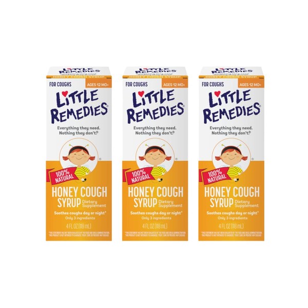 Little Remedies Honey Cough Syrup, 100% Natural, 12 Months & Up, 4 Fl Oz (Pack of 3)