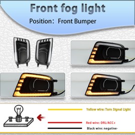 PGTOPONE Switchback White/Amber LED Front Fog Daytime Running Lamp w/Dynamic Flash LED Turn Signal Light Feature Kit For Toyota TACOMA 2012-2015 SR TRD Pro Replacement Front Bumper (12-15)