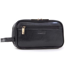 ASHWOOD - Men's Wash Bag/Shaving Bag/Travel Toiletry Bag - Genuine Leather - Chelsea 2080 - Black