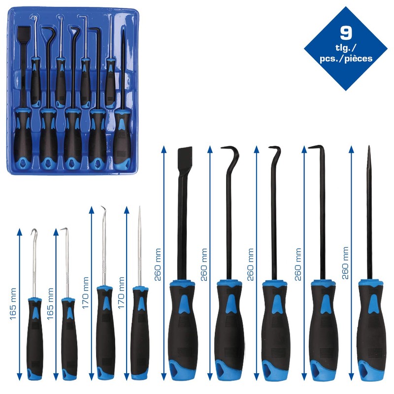 BRILLIANT TOOLS BT542010 Scraper Hook Tool Set, 9-Piece [Powered by