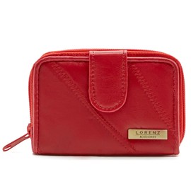 Woodland Leathers RFID Purses for Women: Vintage Wallet with Card & Coin Pockets, UK Ladies Purse with Card Holders, Women's Wallet Real Leather, Perfect Small Purse (Red, Small (12x9 CM))