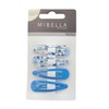 Mibella Trend Haarspangen Set, 4 Stück, Blau und Blumenmuster, Click-Clack