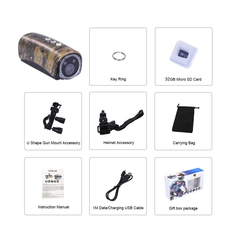 OHO 32GB 1080 HD IP66 Waterproof Gun Camera,Recording up to