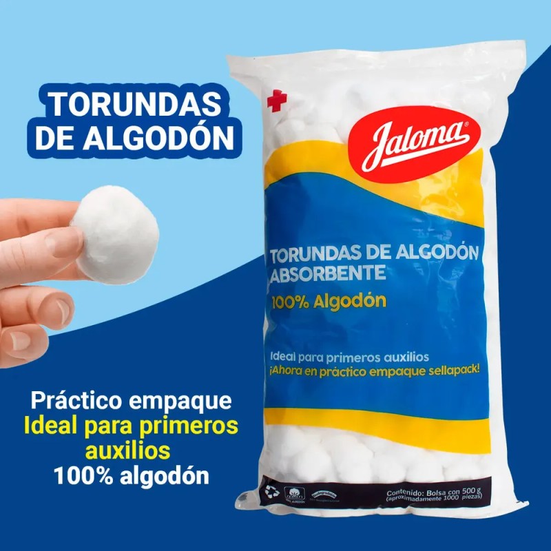 Torunda De Algodón 500 Gramos Jaloma Absorbente 100% Algodón