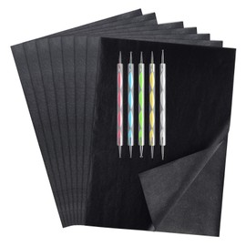 ASTARON 150 Sheets Carbon Paper Black Graphite Transfer Tracing Paper with 5 PCS Embossing Styluses Dotting Tools for Tracing on Wood Fabric and Other Surfaces