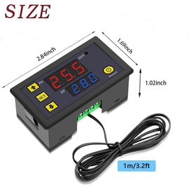 Pack of 2 W3230 20A DC 12V Digital Temperature Controller, Digital Thermostat Temperature Switch 50-120°C with NTC 10K Sensor Probe