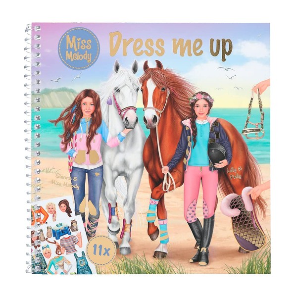 Depesche 12287 Miss Melody Dress 24 Pages for Designing Horse Motifs, Colouring Book with 11 Sticker Sheets, Multicoloured
