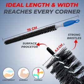 Radiator Brush – 59cm Flexible Bristled Cleaning Brush for Hard-to-Reach Spaces, Comfortable Handle, Efficient Dust and Debris Removal, Ideal for Radiator Cleaning – Plastic & Metal Construction