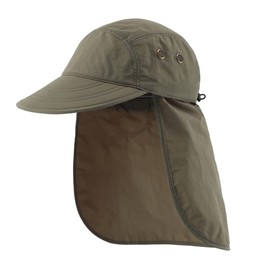 Connectyle Men's Outdoor UV Protection Cap, Neck Cover, Sun Hat, Farm Work, light army green