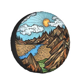 Gwomo Mountain is Calling Vintage Spare Tire Cover Weatherproof Wheel Protectors Universal Fit for Trailer Rv SUV Truck Camper Travel Trailer 15"