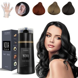 Nova Hair Dye Shampoo,Nova Hair Instant Dye Shampoo,Nova Hair Dye Shampoo 3 in 1, for Men & Women (Black)